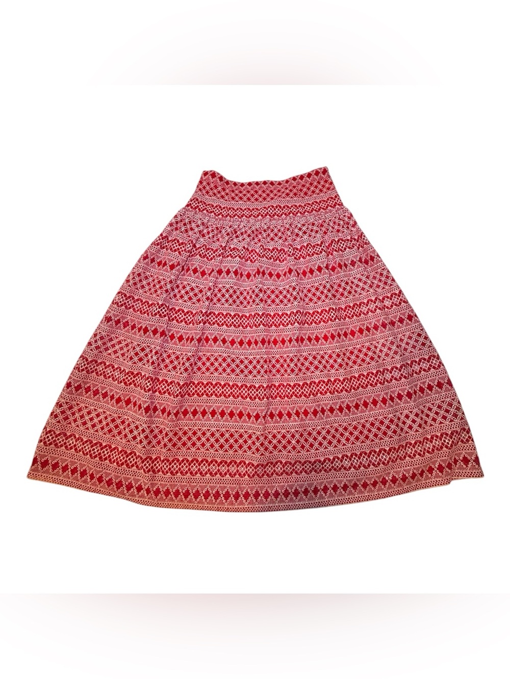 Antonio Melani Red Lace Puff-Sleeve Peasant Top and Maxi Skirt Set Size 14 - Picture 7 of 15
